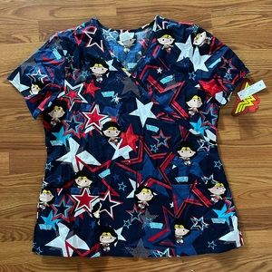 NWT large Wonder Woman scrub top!